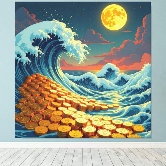 Goldene Sturmflut des Schicksals   Canvastryck (Insitu (trägolv))