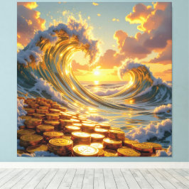 Goldene Sturmflut des Schicksals Canvastryck