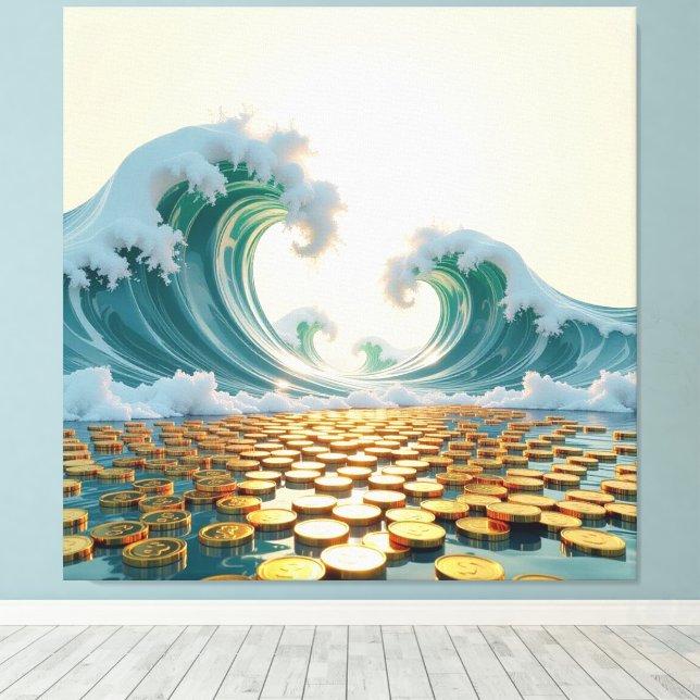 Goldene Sturmflut des Schicksals   Canvastryck (Insitu (trägolv))