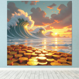 Goldene Sturmflut des Schicksals Canvastryck