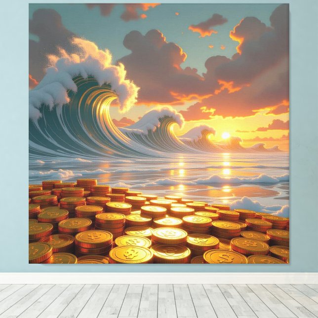 Goldene Sturmflut des Schicksals   Canvastryck (Insitu (trägolv))