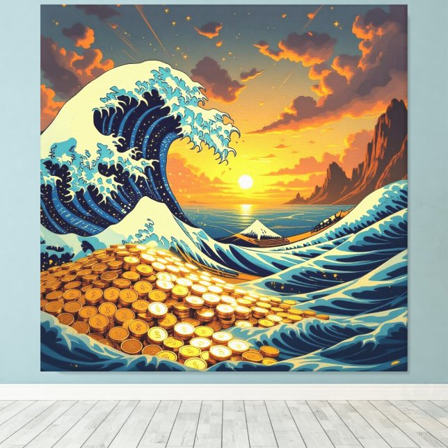 Goldene Sturmflut des Schicksals   Canvastryck (Insitu (trägolv))