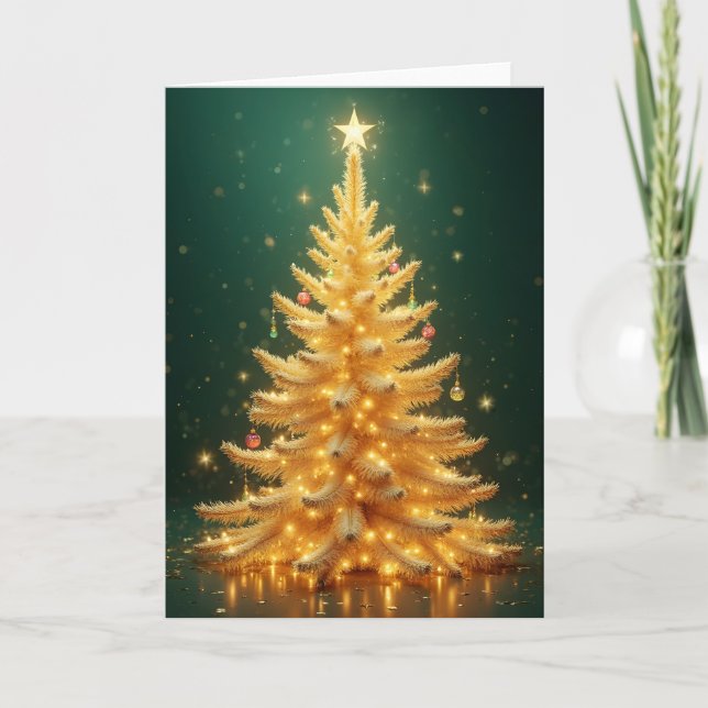 Goldener Weihnachtsbaum mit Ornamenten Kort (Framsida)