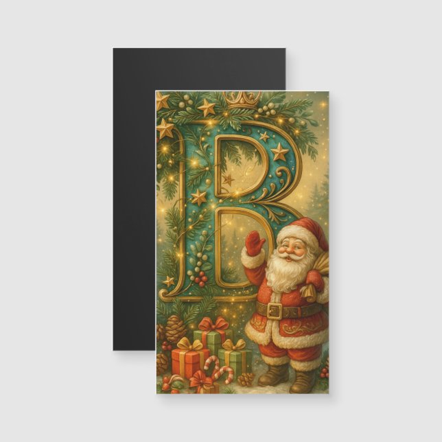  Goldenes Initial B mit Weihnachtsmann und Krone (Fram/baksida)