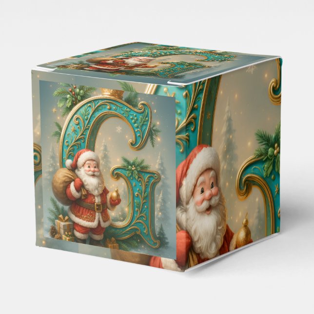  Goldenes Initial  G mit Weihnachtsmann und Krone Presentaskar (Framsidan Sidan)