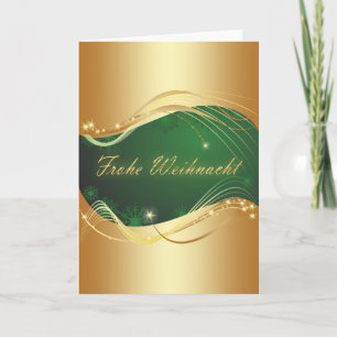 Goldenes Weihnachtsmotiv mit grünem Hintergrund Helgkort