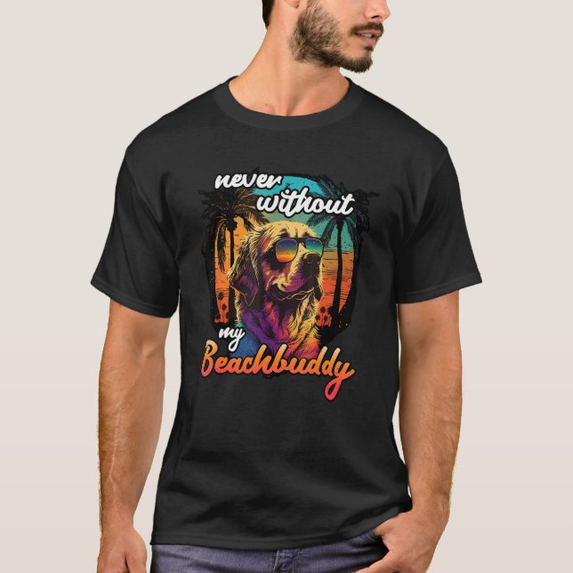 Goldenhämtar Sunset med Palmtree Beachkompis T Shirt (Framsida)