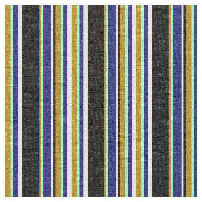 Goldenrod, akvamarin, blå, färggrädda och svart tyg (Närbild)