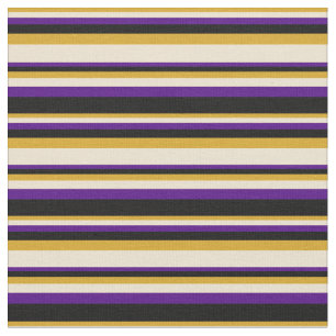 Goldenrod, Beige, Indigo och Black Färgad Linjer Tyg