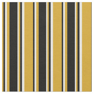 Goldenrod, Black och White Rand Mönster Tyg