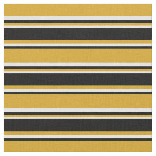 Goldenrod, Black & White Mönster i Rand Tyg