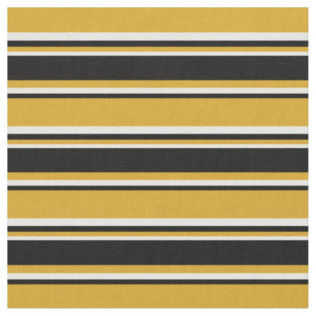 Goldenrod, Black & White Mönster i Rand Tyg (Närbild)