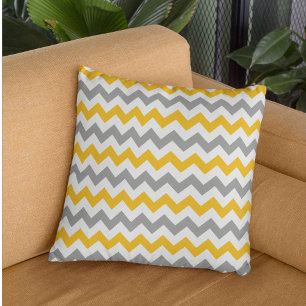 Goldenrod & Grått Chevron Pillow Kudde