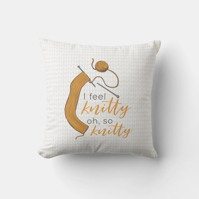 Goldenrod Gult jag känner Knitty, Oh Knitty Kudde (Framsida)