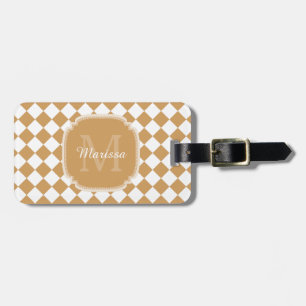 Goldenrod Gult kontrollerad monogram med Namn Bagagebricka