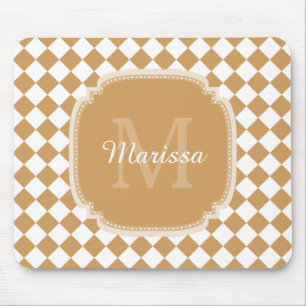 Goldenrod Gult kontrollerad monogram med Namn Musmatta