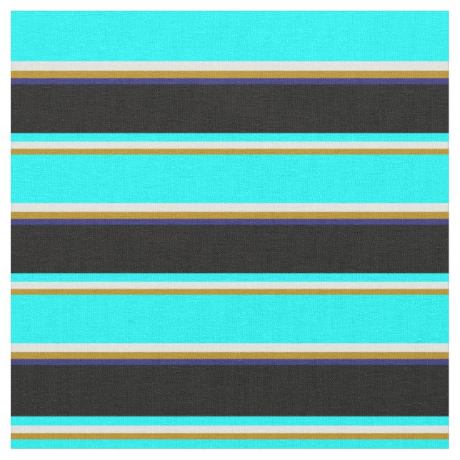 Goldenrod, Light Cyan, Cyan, Black & Midnight Blue Tyg (Närbild)