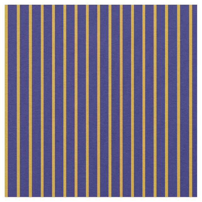 Goldenrod & Midnight Blue Färgad Stripe Mönster Tyg (Närbild)