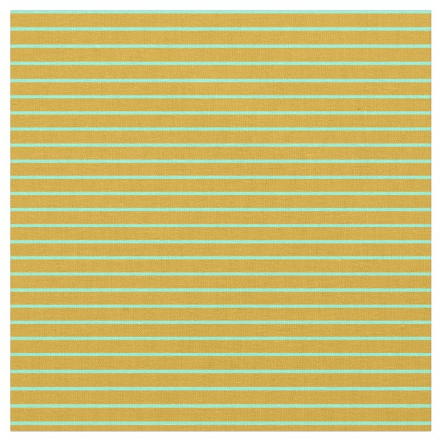 Goldenrod och Aquamarine Rand/Linjer Mönster Tyg (Närbild)