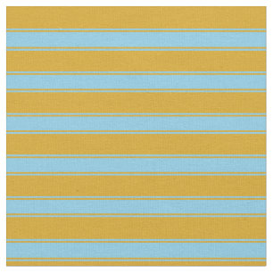 Goldenrod och Himlar Blue Färgad Rand Mönster Tyg