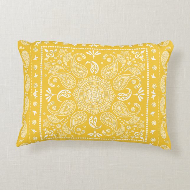 Goldenrod Paisley Design-1 accentkudde Prydnadskudde (Baksidan)