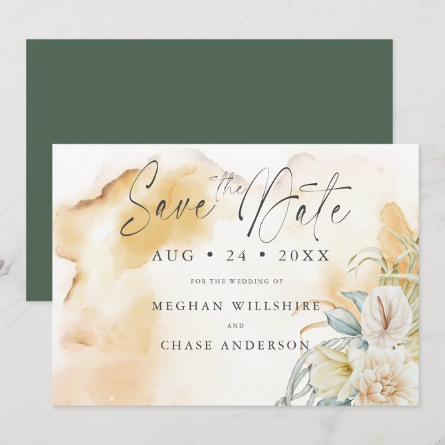 Goldenrod Sand Watercolor Blommigt (Fram/baksida)