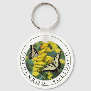 Goldenrod Solidago och Tiger Swallowtail Butterfly Nyckelring