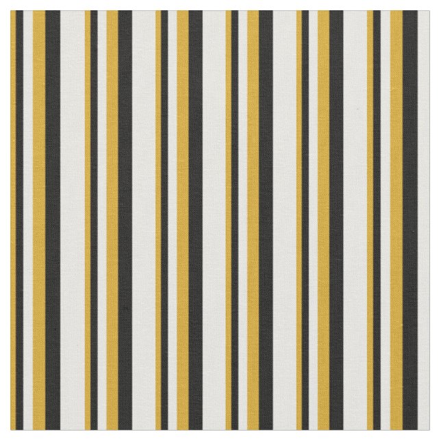 Goldenrod, Svartvit Färgad Linjer Mönster Tyg (Närbild)