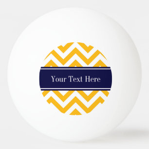 Goldenrod White LG Chevron Navy Blue Namn Monogram Pingisboll