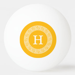 Goldenrod Wht Grekiska Nyckel Rnd Ram Initial Mono Pingisboll