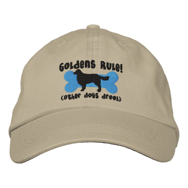 Goldens Rule Embroized Hat (Golden Retriever) Broderad Keps (Framsida)