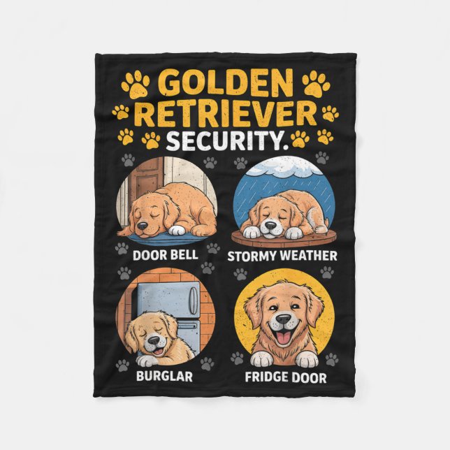 Goldens Tee Golden Retriever Security Funny  Fleecefilt (Framsidan)