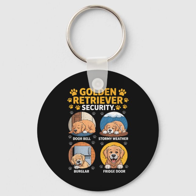 Goldens Tee Golden Retriever Security Funny  Nyckelring (Framsida)