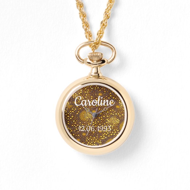 Goldfarbene Punkte Muster Armbandsur (Framsida)
