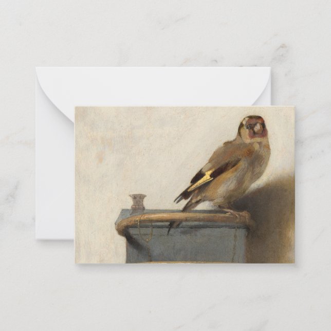 Goldfinch 1654 av Carel Fabritius Anteckningskort (Framsida)