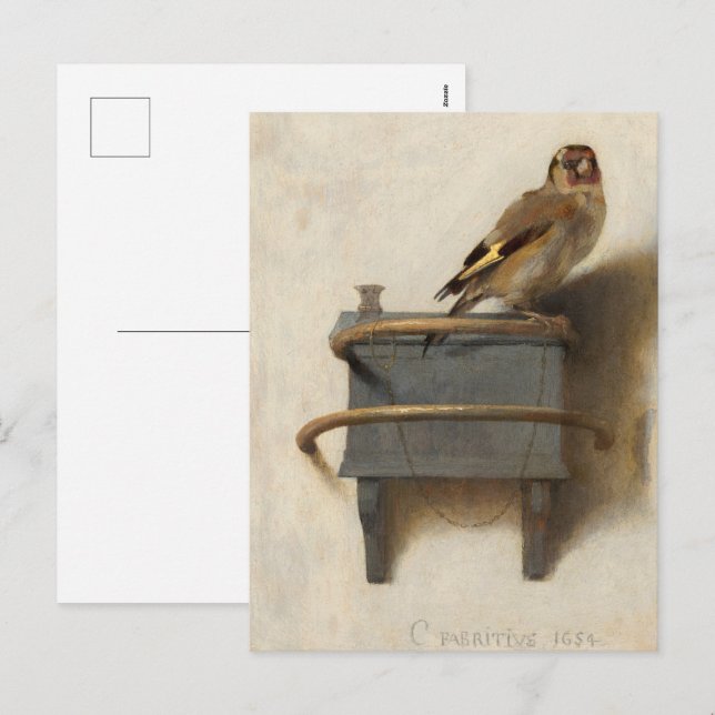 Goldfinch av Carel Fabritius Helg Vykort (Fram/baksida)