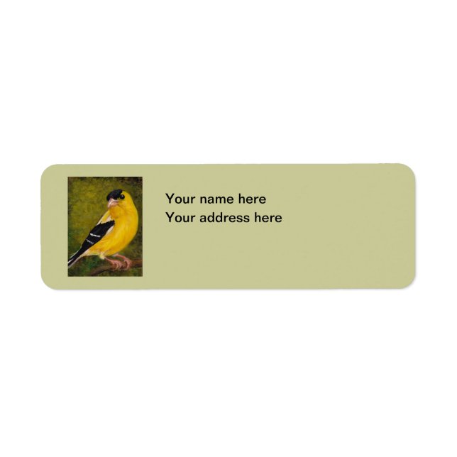 Goldfinch Bird Art Address Label Returadress Etikett (Framsidan)