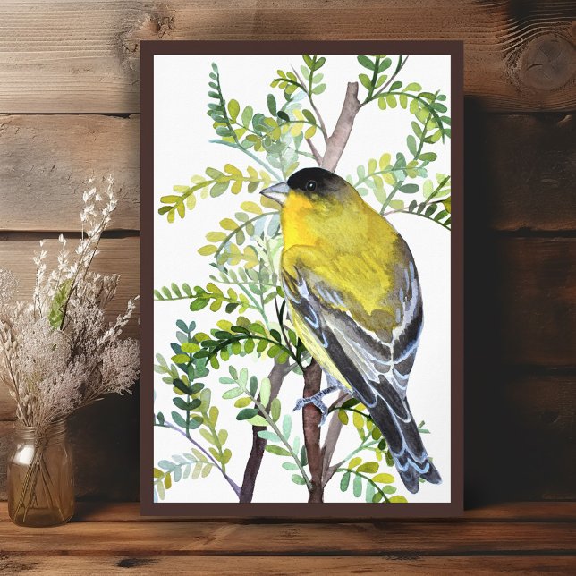 Goldfinch Bird in Desert Watercolor Art Poster (Goldfinch Bird in Desert Watercolor Art Poster
Wall Art Painting)