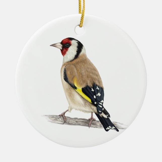 Goldfinch Bird Julgransprydnad Keramik (Framsidan)