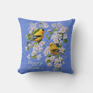 Goldfinch Birds and Flowers Blue Kudde