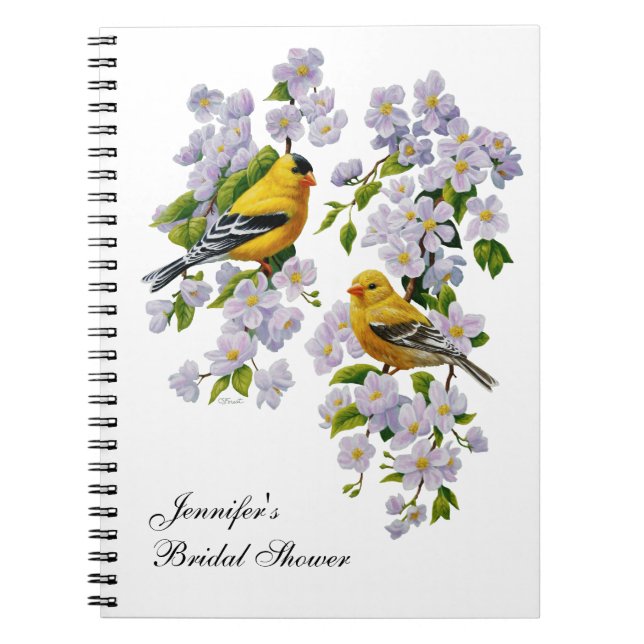 Goldfinch Birds & Flowers U-Plocka Background Färg Anteckningsbok (Framsidan)