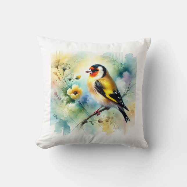 Goldfinch Emberizidae 050724AREF104 - Watercolor Kudde (Framsida)