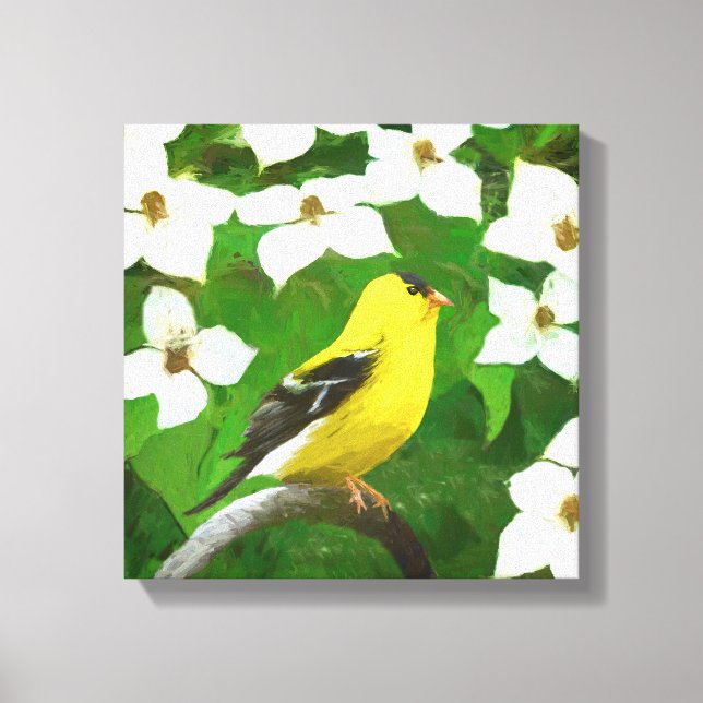 Goldfinch-färgning - Cute Original Hund Art Canvastryck (Framsida)