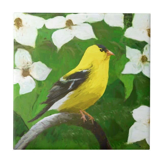 Goldfinch-färgning - Cute Original Hund Art Kakelplatta (Framsidan)