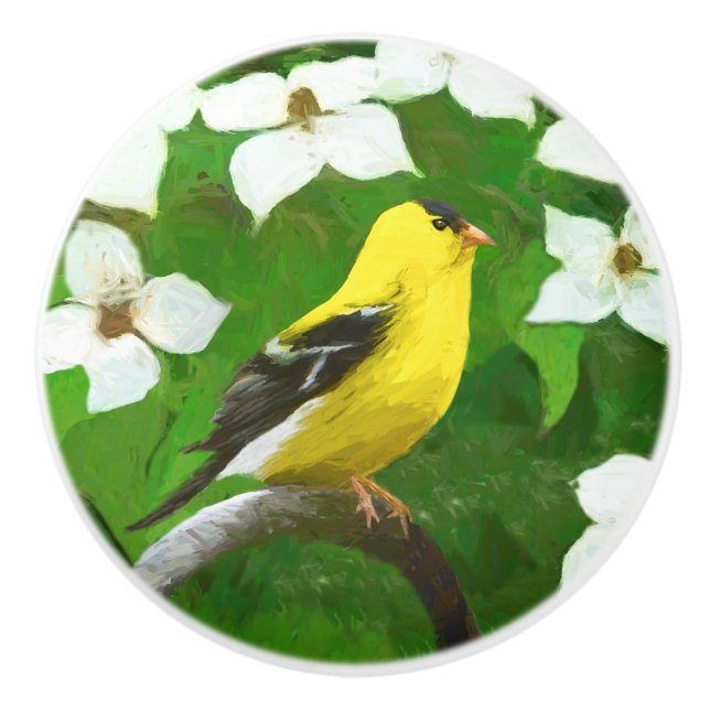 Goldfinch-färgning - Cute Original Hund Art Knopp (Framsidan)