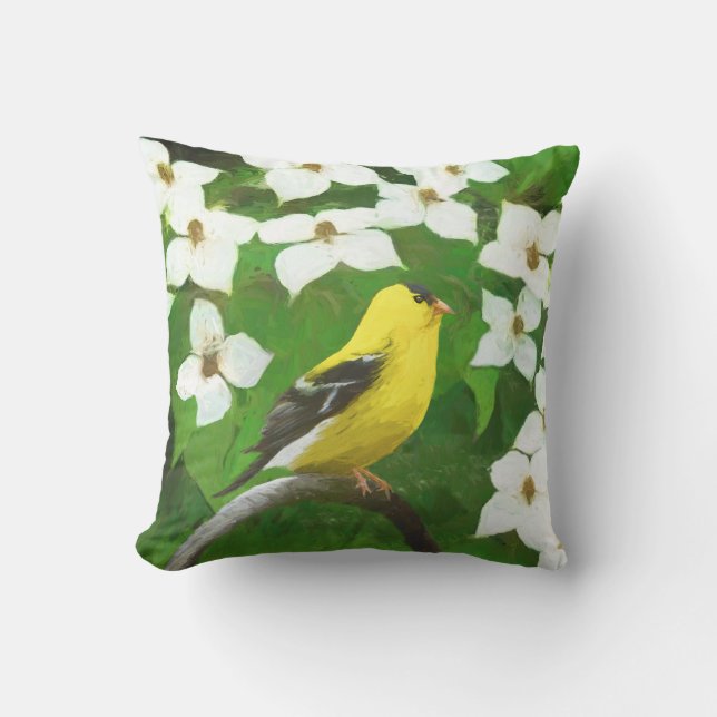 Goldfinch-färgning - Cute Original Hund Art Kudde (Framsida)