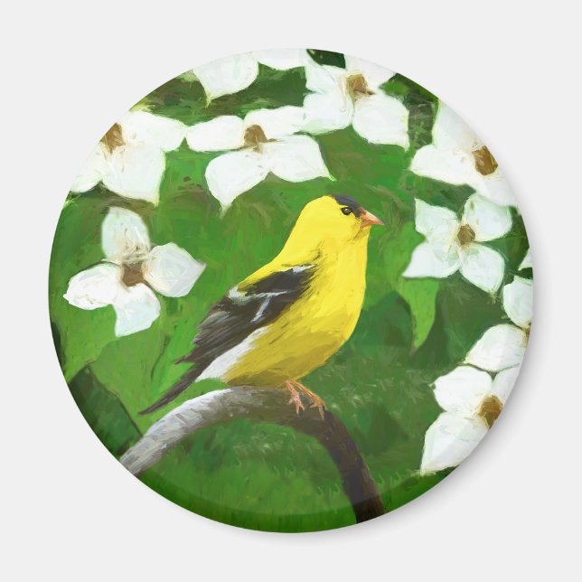 Goldfinch-färgning - Cute Original Hund Art Magnet (Framsidan)