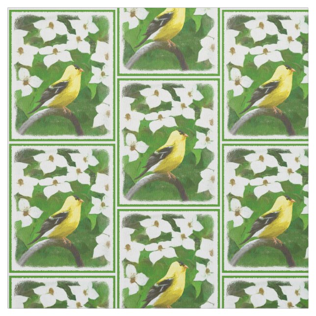 Goldfinch-färgning - Cute Original Hund Art Tyg (Provkarta)