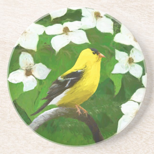 Goldfinch-färgning - Cute Original Hund Art Underlägg (Framsidan)