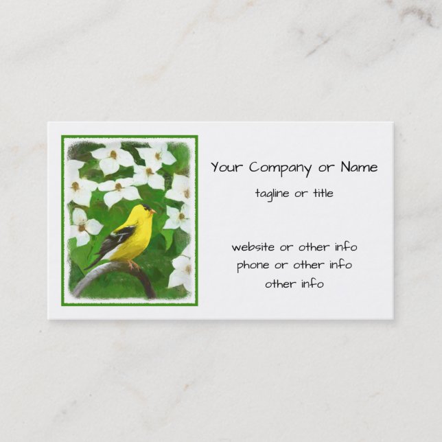 Goldfinch-färgning - Cute Original Hund Art Visitkort (Framsida)
